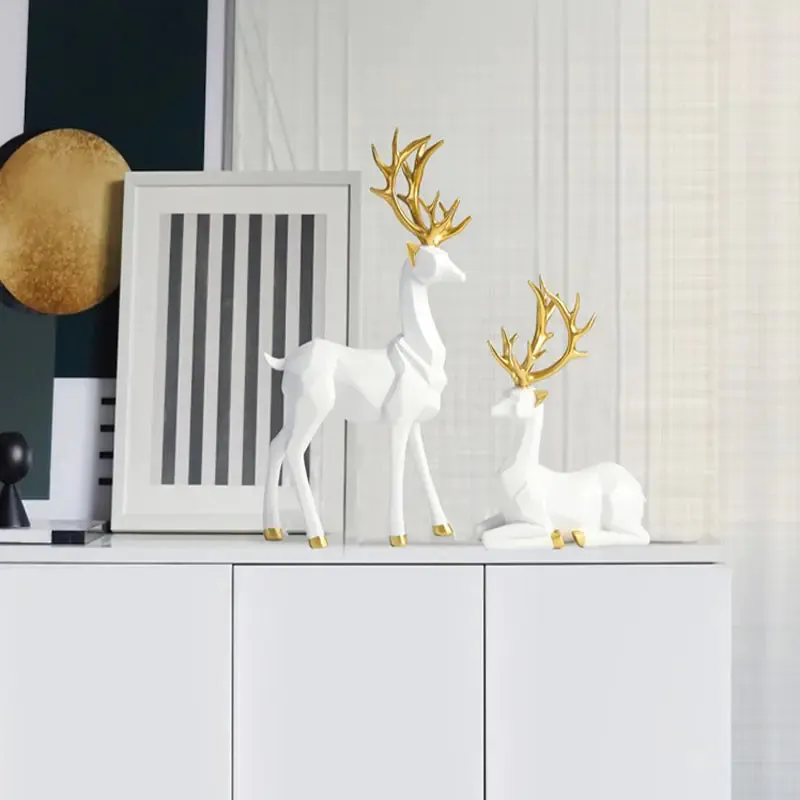 Elk Deer Statue Figurines