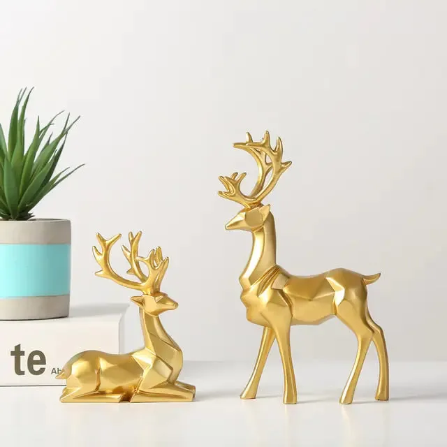 Elk Deer Statue Figurines