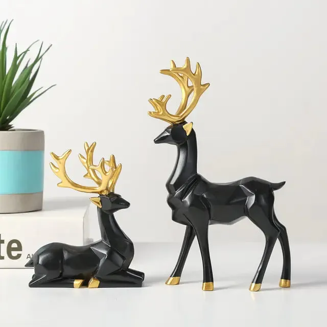 Elk Deer Statue Figurines