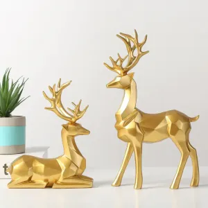 Elk Deer Statue Figurines