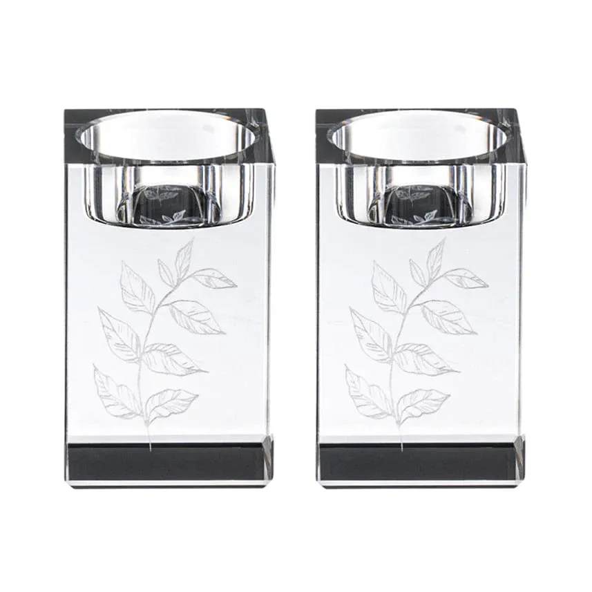 ENGRAVED CRYSTAL TEA LIGHT HOLDERS