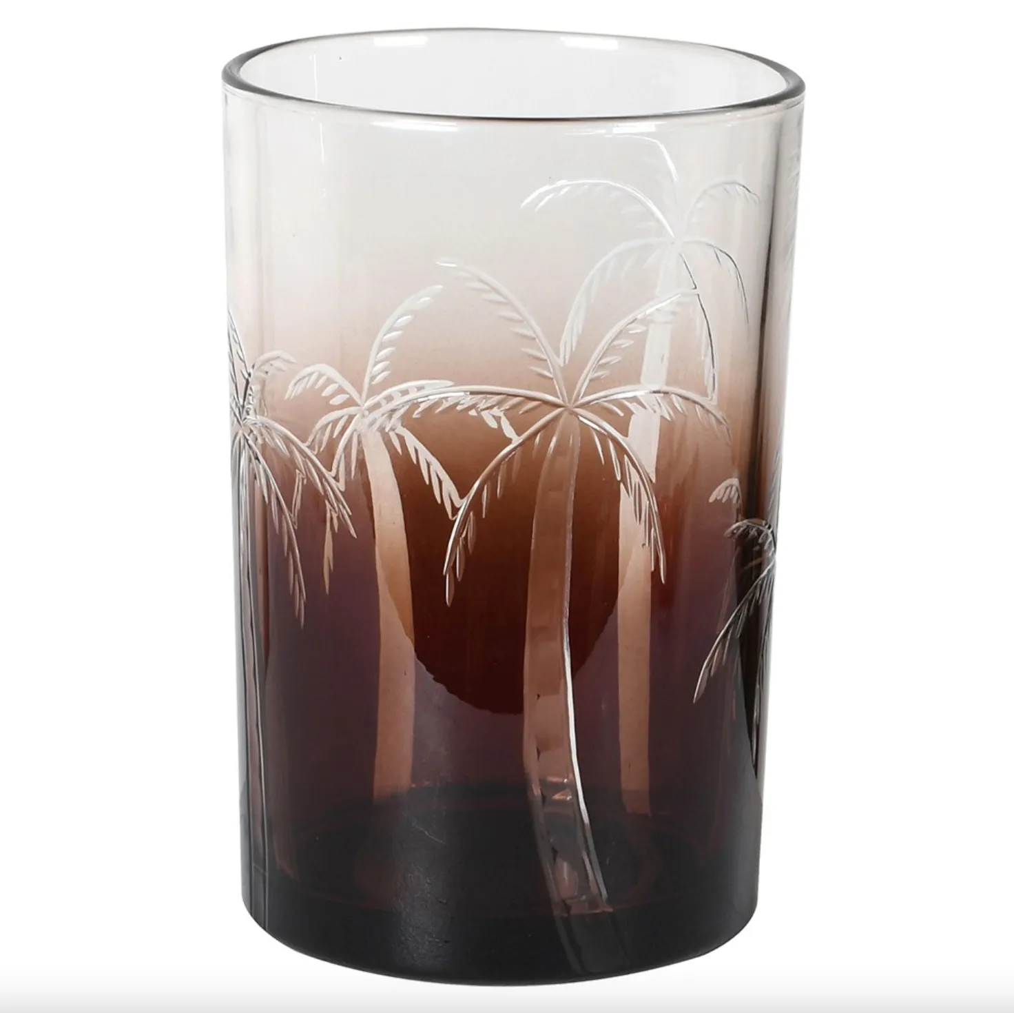 Glass Palm Tree Candle Holder