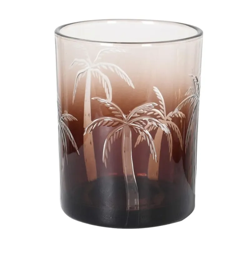 Glass Palm Tree Candle Holder