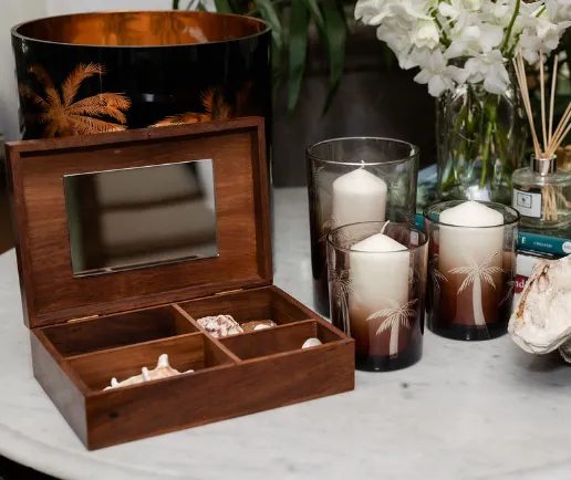 Glass Palm Tree Candle Holder