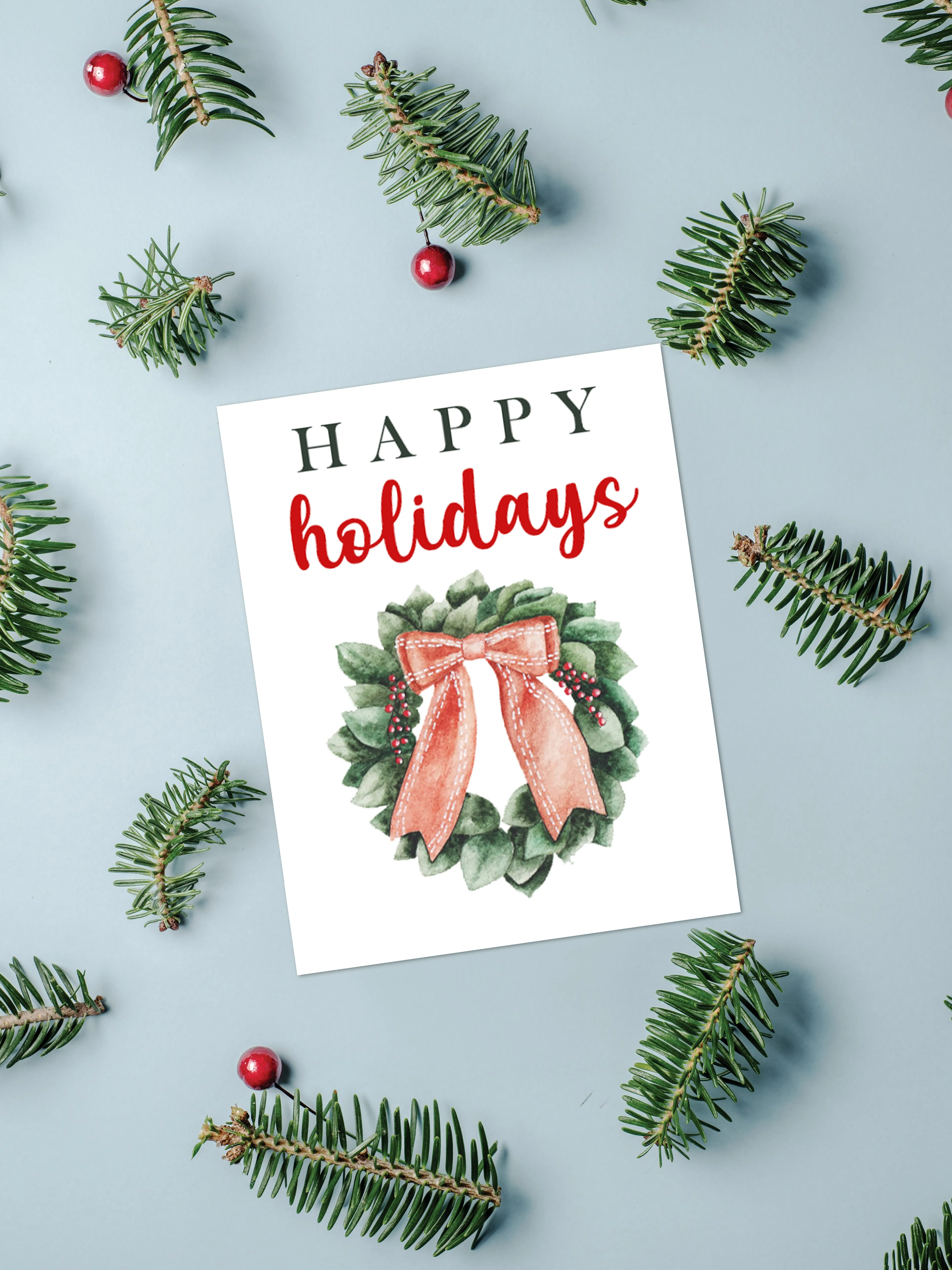 Happy Holidays Wreath Card