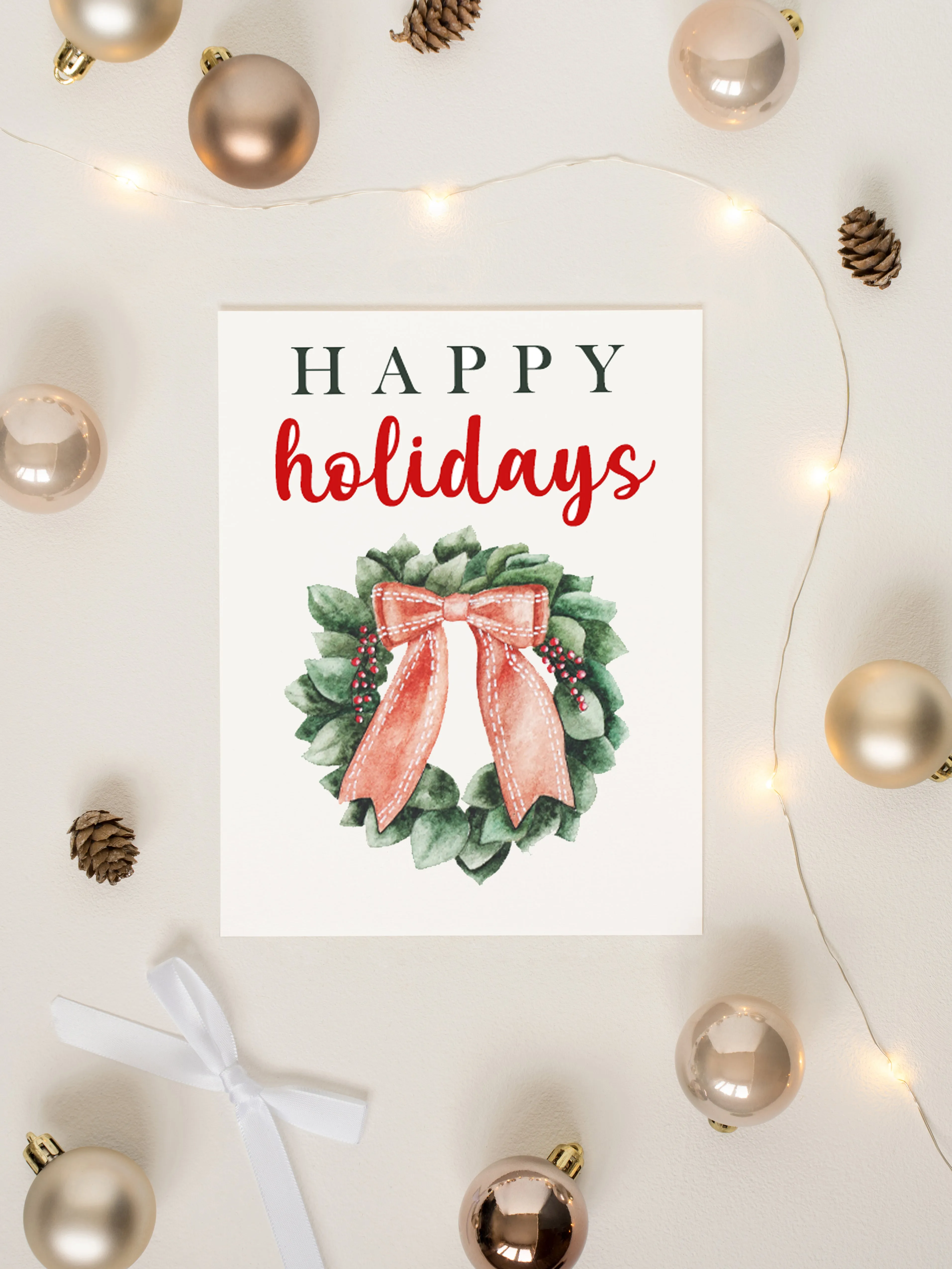 Happy Holidays Wreath Card
