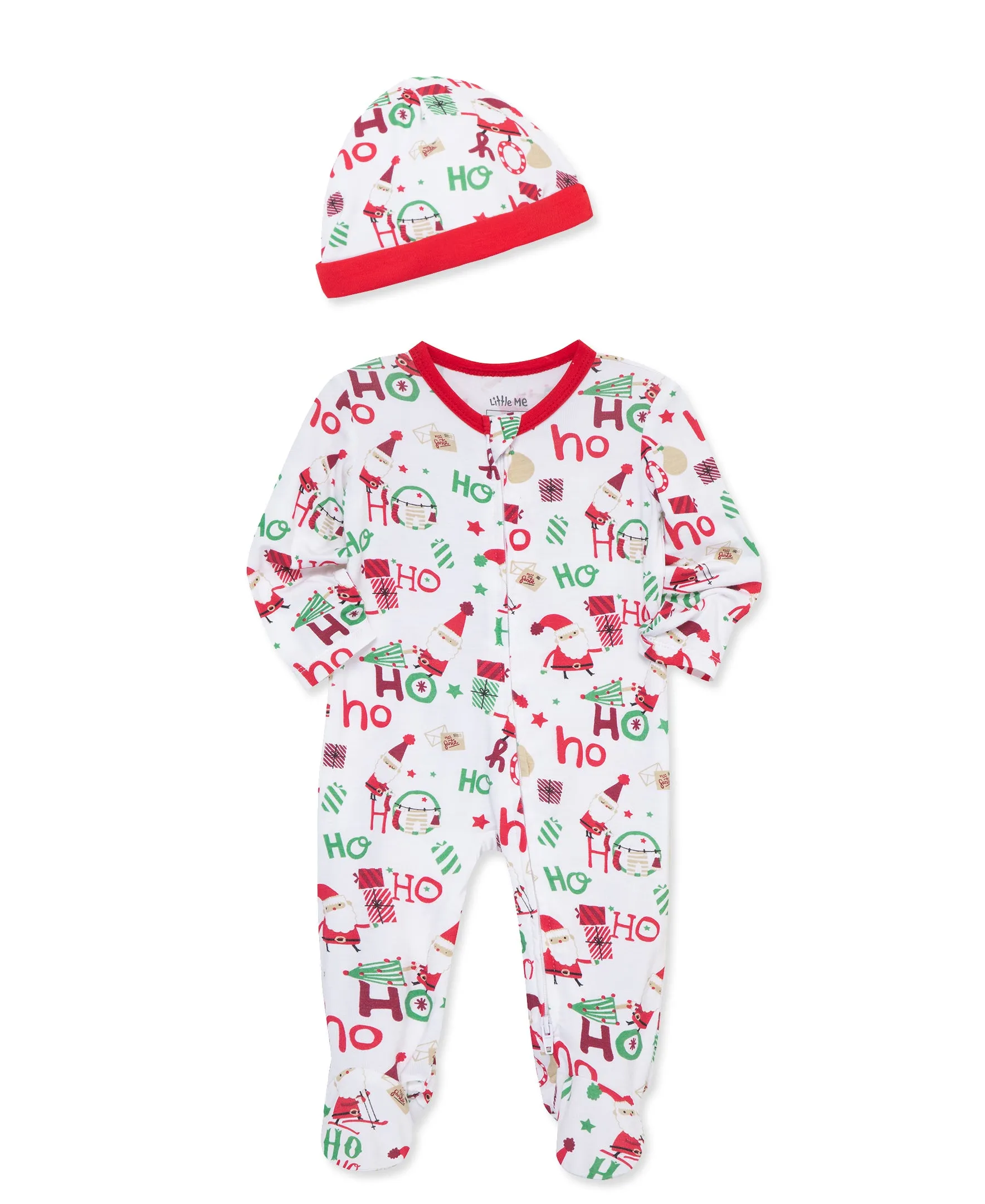 Ho Ho Ho Bamboo 2-Way-Zip Footie & Hat (NB-9M)