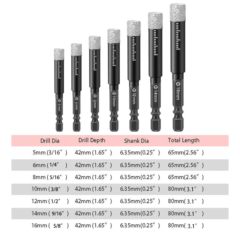  Hot sale Hexagonal Shank Drill Bits for Marble /Tile /Stone
