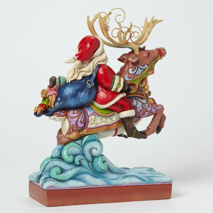 Next Stop the Rooftop - Santa Riding Reindeer