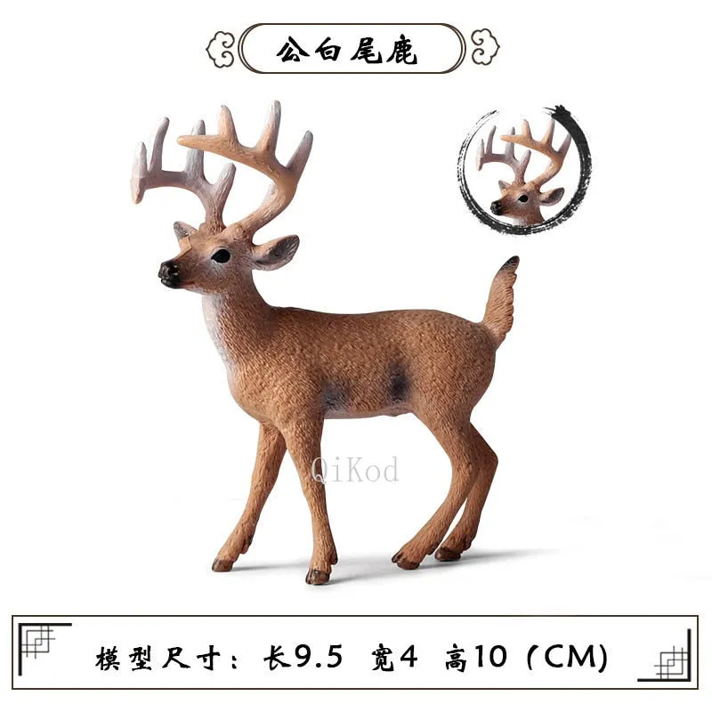 Simulation Forest Deer Figurines Moose,Elk,reindeer,Alpaca,Sika deer Action Figures Animal Model Decoration Cake Toppers Toys