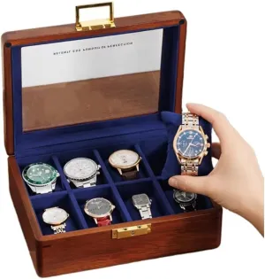 Solid Wood Watch Box 8 Slots With Glass Lid Walnut Collection Case For Men Women Luxury Wooden Display Organizer Storage Holder