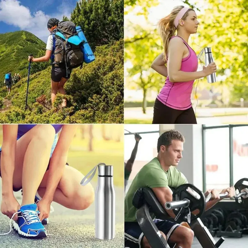 Stainless Steel 1000/750 ml Water Bottle Leak Proof Portable Riding Sports Cup with Handle Kettle for Cold Keeping
