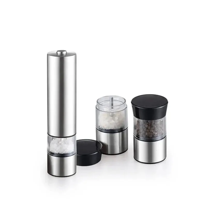 Stainless Steel Electric Pepper Grinder Kitchen Barbecue Seasoning Tool for Spices and Sea Salt Coarser Adjustment