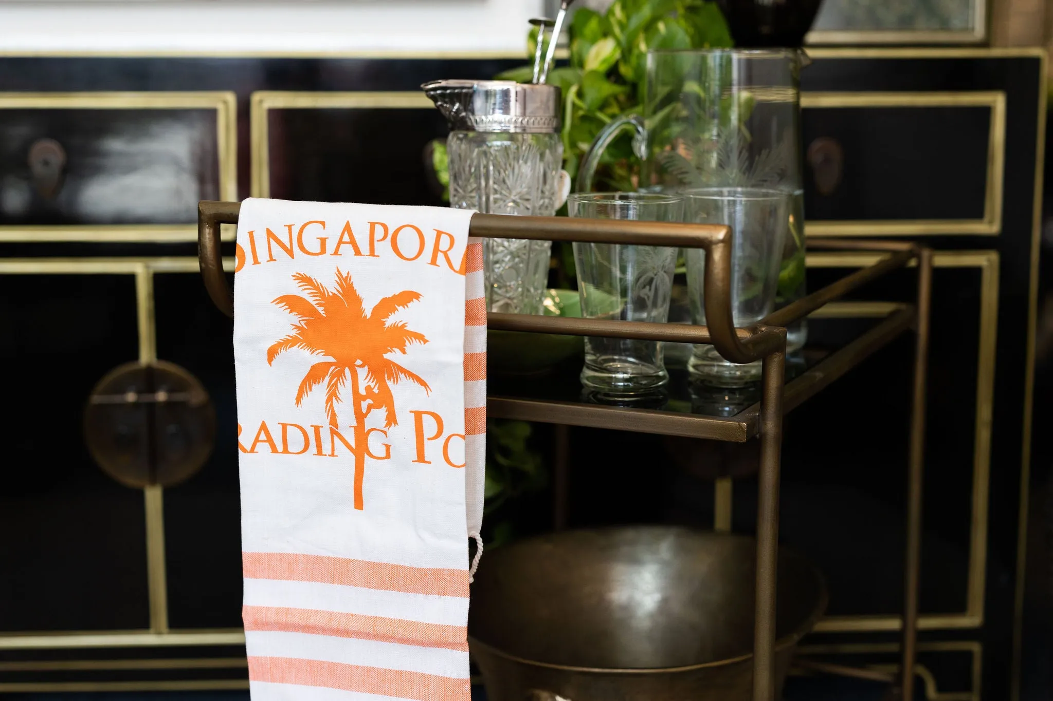 The original palm tree tea towel - set of 2 in orange