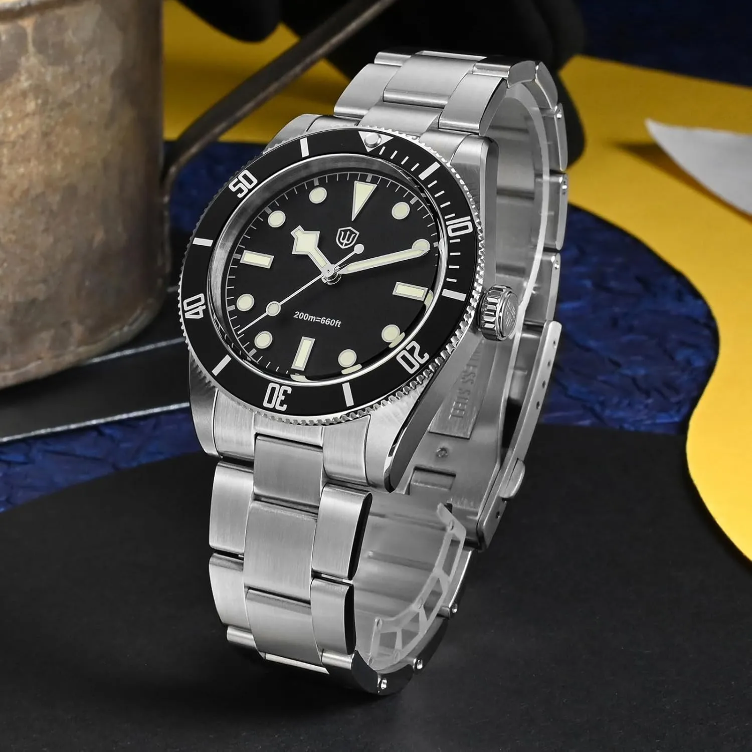 watchdives Quartz Watches, WD7922 BB54 Mens Watch 37mm Sapphire Crystal Luxury Wrist Watch 20Bar Diver Watches for Men