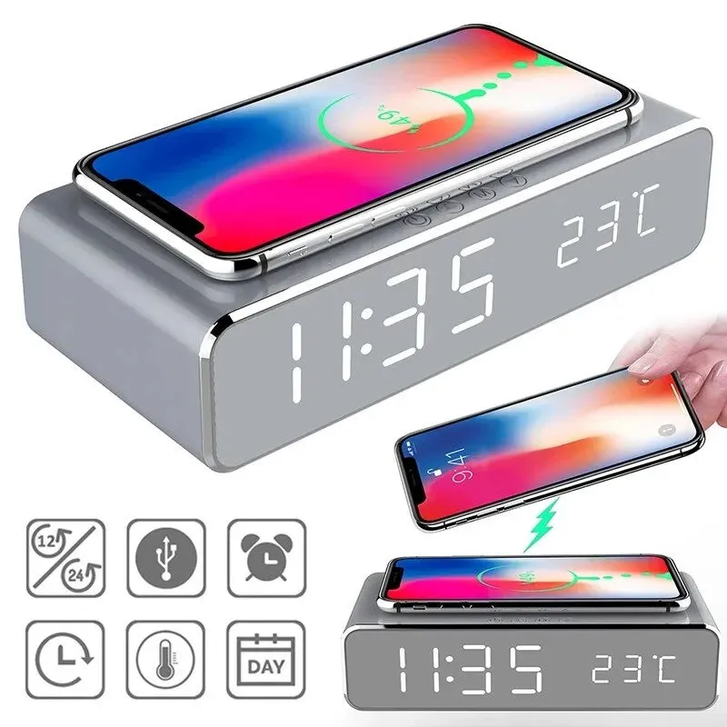 Wireless Charger Time Alarm LED Clock
