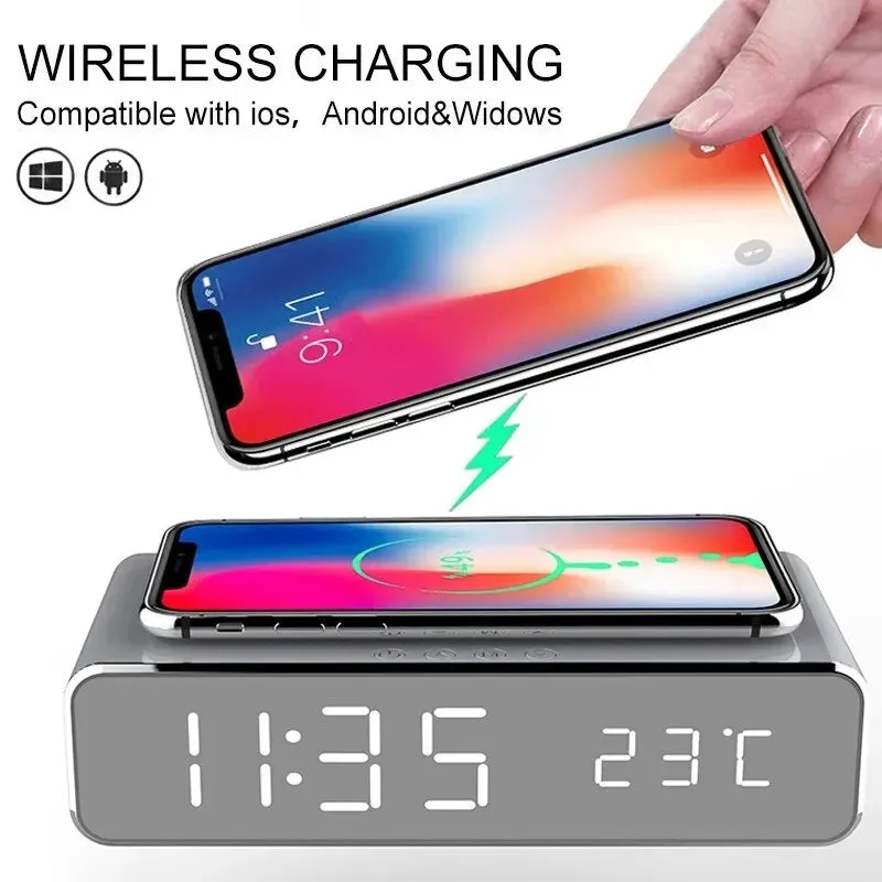 Wireless Charger Time Alarm LED Clock